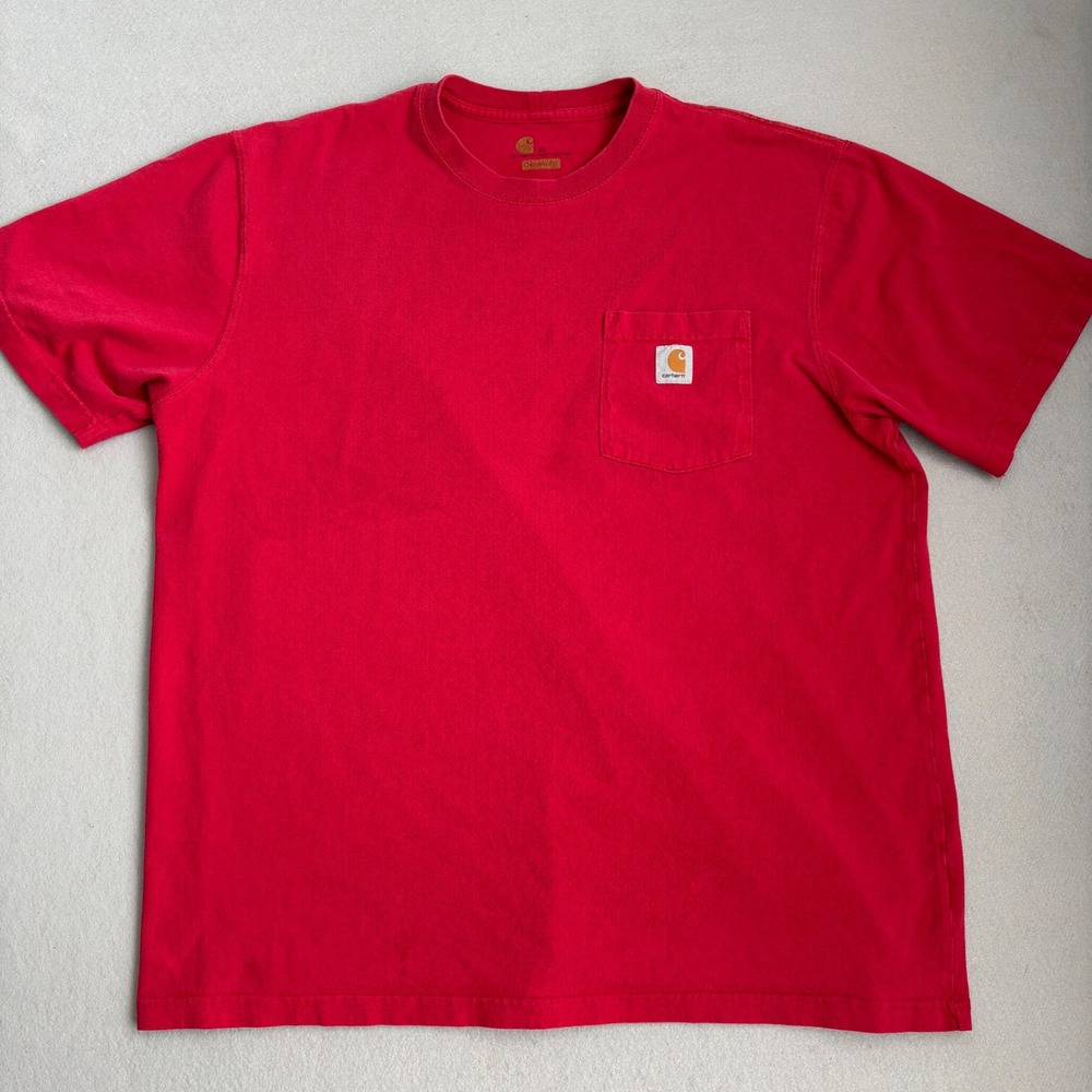 Carhartt Mens XL Red Short Sleeve Pocket T-Shirt Original Fit K87 600 Cotton